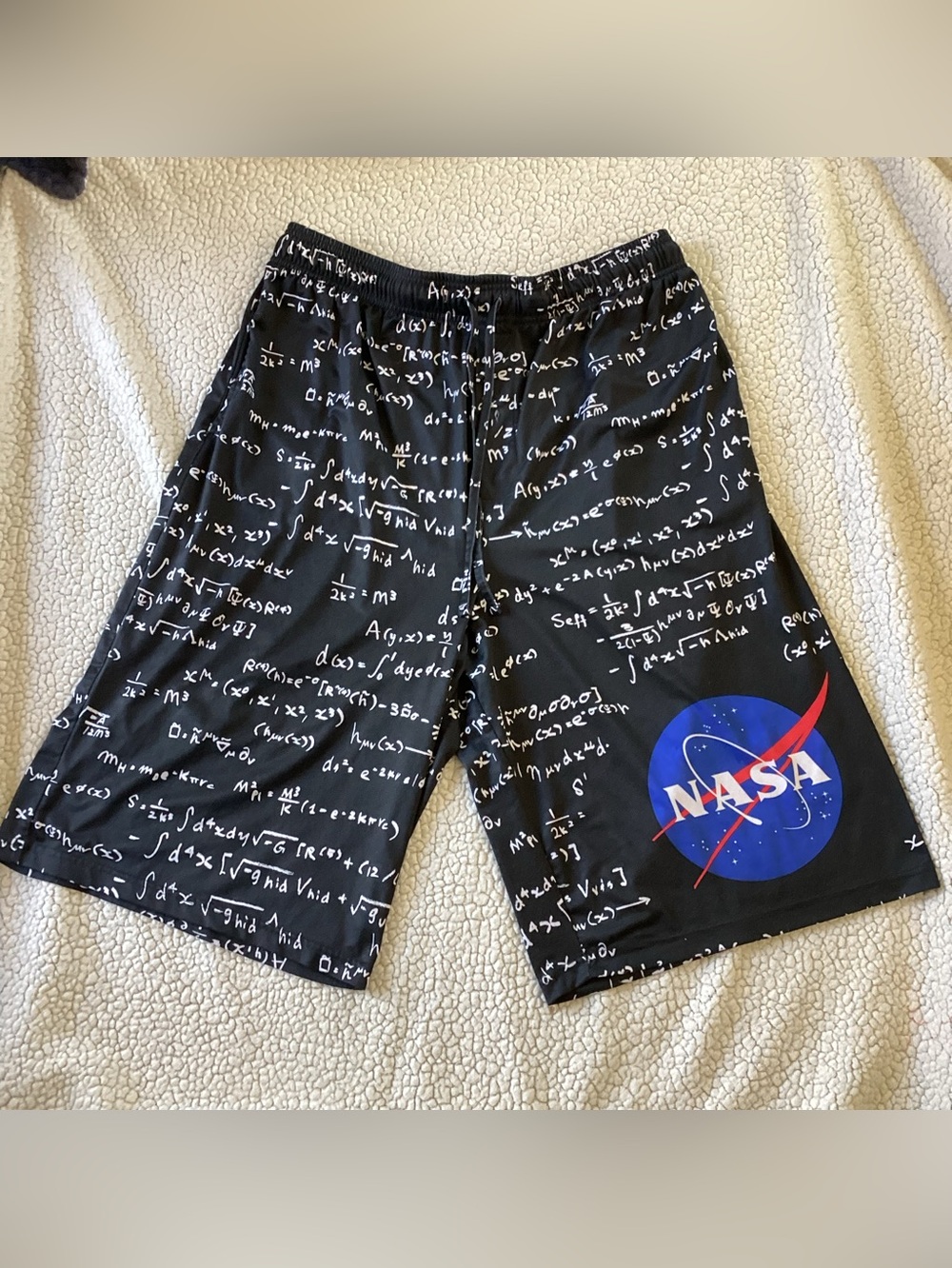 NASA Men’s Sleep Shorts Athletic Shorts, Black NASA logo math equations    XXL